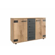 Stylefy Madrid Commode II Aspect chêne à planches Graphite