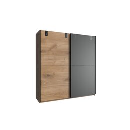 Stylefy Toronto Armoire a portes coulissantes III Aspect chene a planches Graphite