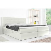 Stylefy Bonvito Lit boxspring Blanc Cuir synthétique MADRYT à ressorts bonnell 140x200 cm