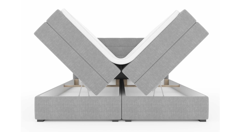 Stylefy Dante Lit boxspring Tissu structure INARI Beige à ressorts bonnell 140x200 cm