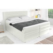 Stylefy Dante Lit boxspring Cuir synthétique MADRYT Blanc à ressorts bonnell 160x200 cm