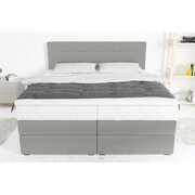 Stylefy Palermo Lit boxspring Cuir synthétique MADRYT Gris 180x200 cm à ressorts bonnell