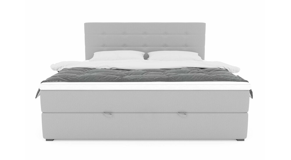 Stylefy Pluto Lit boxspring Cuir synthétique MADRYT Blanc 140x200 cm à ressorts bonnell