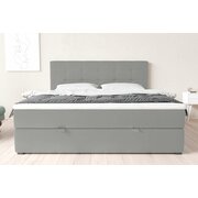 Stylefy Pluto Lit boxspring Cuir synthétique MADRYT Gris 140x200 cm à ressorts bonnell