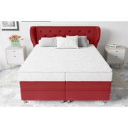 Stylefy Hermes Lit boxspring 160x200 cm Cuir synthétique MADRYT Rouge à ressorts bonnell