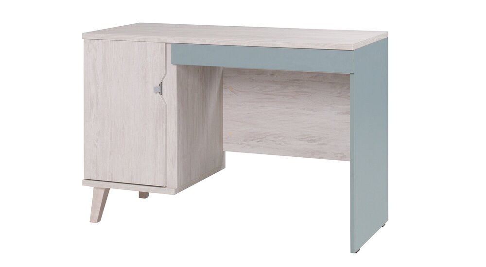 Stylefy Antares Table de bureau Blanc mat Bleu