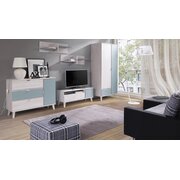 Stylefy Antares Meuble TV Blanc mat Bleu