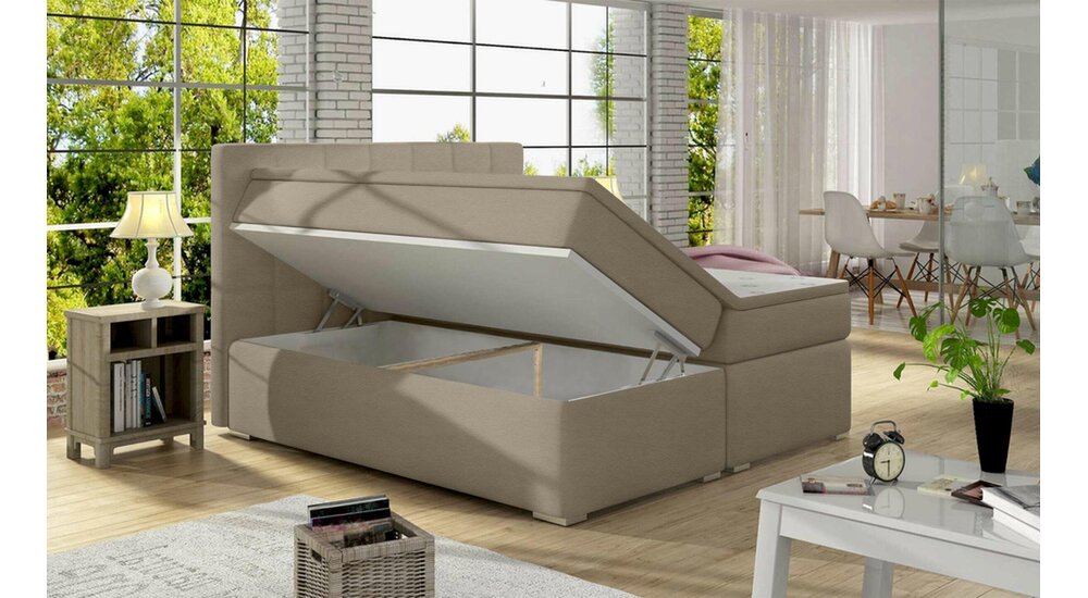 Stylefy Neptune Lit boxspring Marron Cuir synthétique MADRYT 180x200 cm