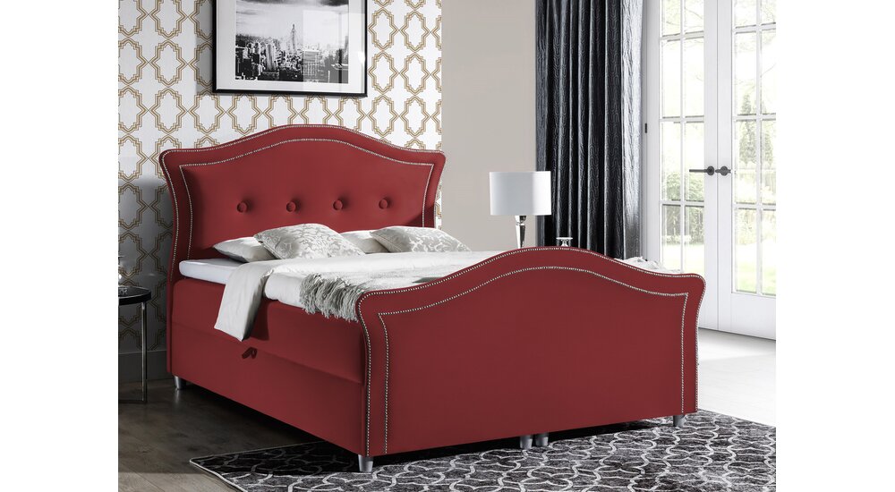 Stylefy Elvis Lit boxspring 120x200 cm Cuir synthétique MADRYT Rouge