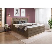 Stylefy Galizia Lit boxspring Cuir synthétique MADRYT Marron 140x200 cm a ressorts bonnell a ressorts bonnell
