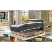 Stylefy Oliver Lit boxspring Tissu structuré CHESTER Menthe 140x200 cm a ressorts bonnell a ressorts bonnell