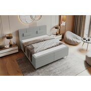 Stylefy Respectable Lit boxspring Gris Cuir synthétique MADRYT 180x200 cm