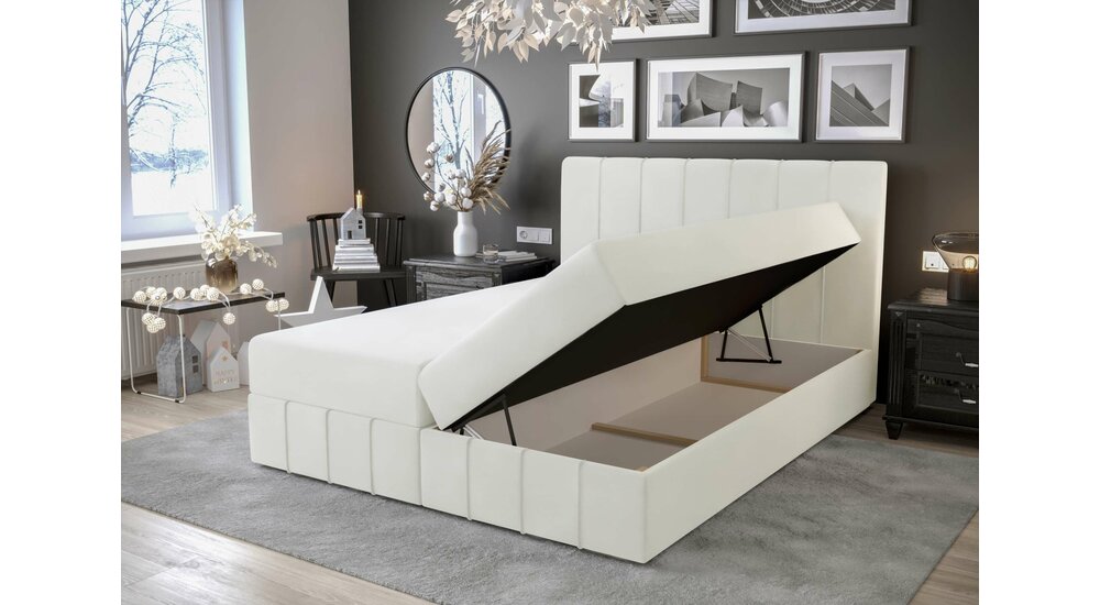 Stylefy Amber Lit boxspring 180x200 cm Cuir synthétique SOFT Champagne