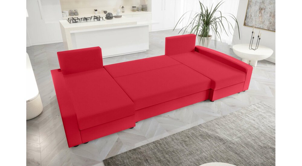 Stylefy Addison Canapé panoramique Cuir synthétique SOFT Rouge