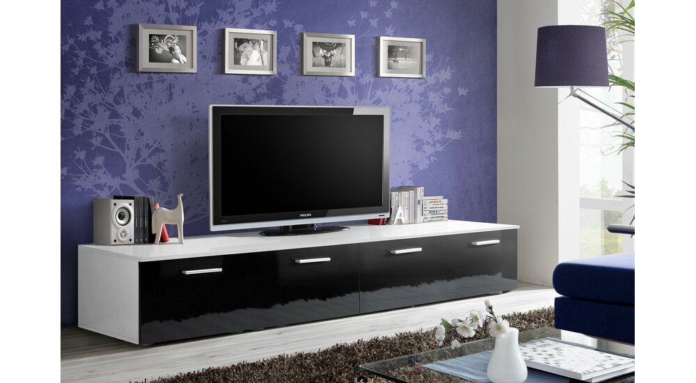 Stylefy DIO Meuble TV 37x200x45 cm Blanc Noir