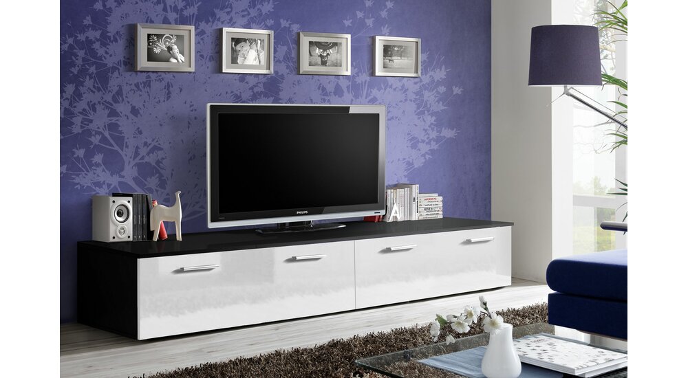 Stylefy DIO Meuble TV 37x200x45 cm Noir Blanc