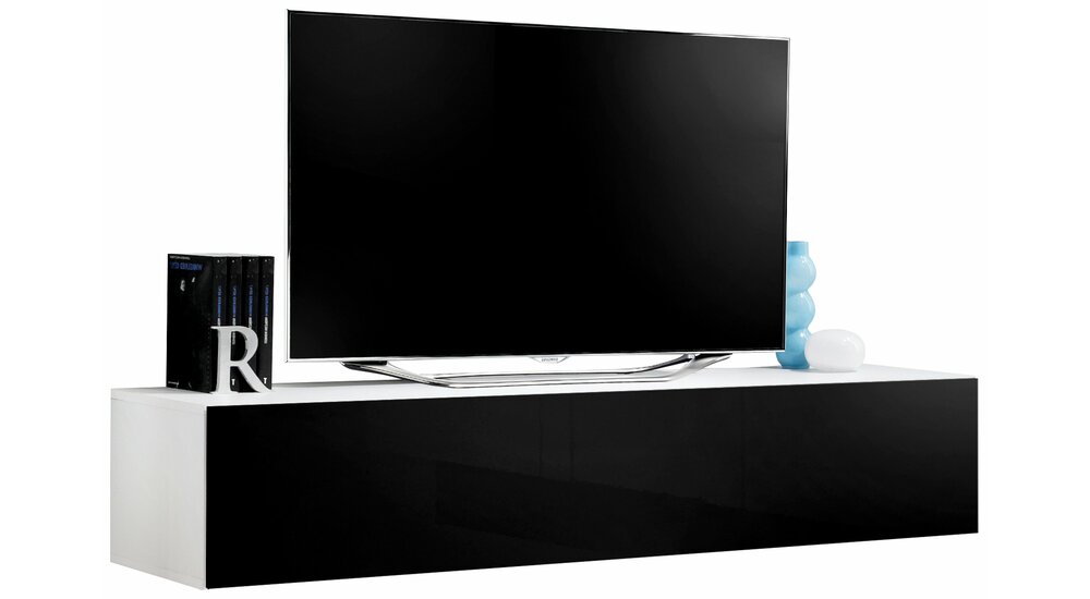 Stylefy FLI T30 Meuble TV 30x160x40 cm Blanc Noir