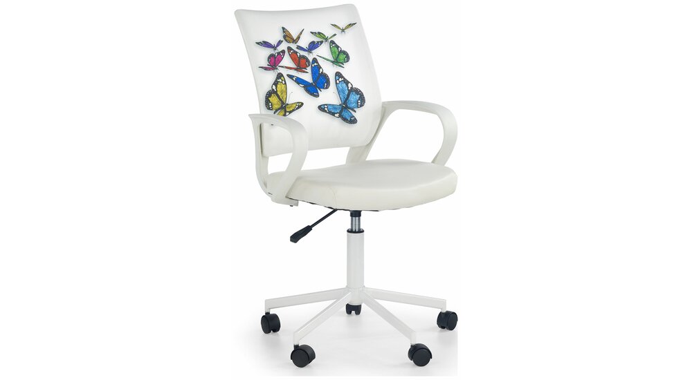 Stylefy Ibis Butterfly Chaise de bureau Blanc Papillon