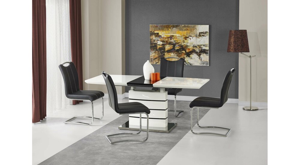 Stylefy Nord Table de salle a manger extensible 76x80x140-180 Blanc Noir