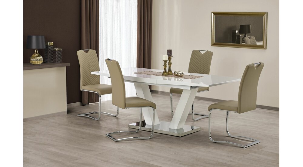 Stylefy Vision Table de salle a manger extensible Blanc Acier