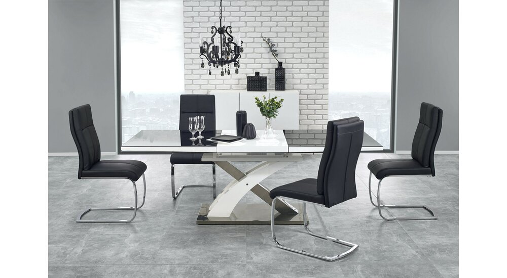 Stylefy Sandor II Table de salle a manger extensible Noir Blanc