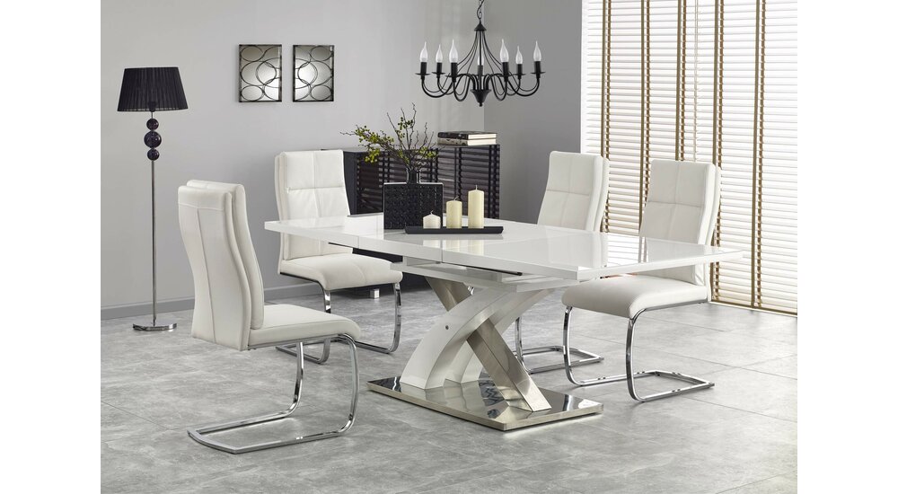 Stylefy Sandor II Table de salle a manger extensible Blanc