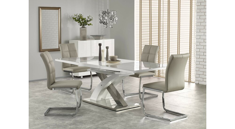 Stylefy Sandor II Table de salle a manger extensible Gris Blanc