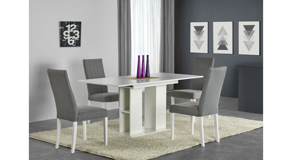 Stylefy Kornel Table de salle a manger extensible 76x80x130-170 cm Blanc