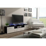 Stylefy Evoro Meuble TV Lowboard 194 cm Noir Blanc