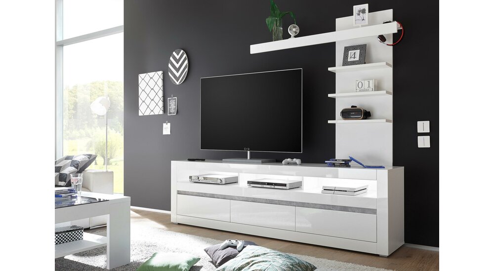 Stylefy Edelstein meuble TV Blanc mat | Blanc brillant