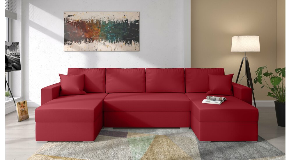 Stylefy Savio Canape panoramique Rouge Cuir synthetique MADRYT
