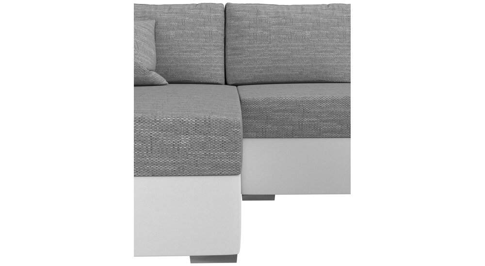 Stylefy Savio Canape panoramique  Blanc Cuir synthetique Madryt | Tissu structure BERLIN Blanc Noir