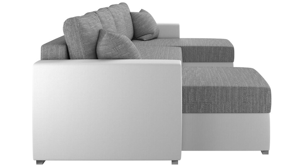 Stylefy Savio Canape panoramique  Cuir synthetique Madryt | Tissu structure BERLIN Blanc Gris