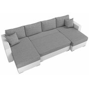 Stylefy Savio Canape panoramique  Cuir synthetique Madryt | Tissu structure BERLIN Blanc Gris