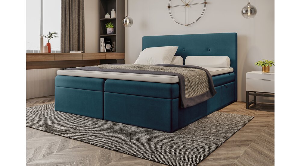 Stylefy Largetti Lit boxspring 140x200 cm Turquoise