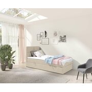Stylefy Larni Lit boxspring Cuir synthétique MADRYT Champagne 70x200 cm