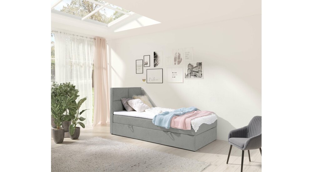 Stylefy Larni Lit boxspring Cuir synthétique MADRYT Gris 80x200 cm