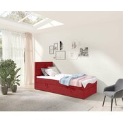Stylefy Larni Lit boxspring Cuir synthétique MADRYT Rouge 90x200 cm