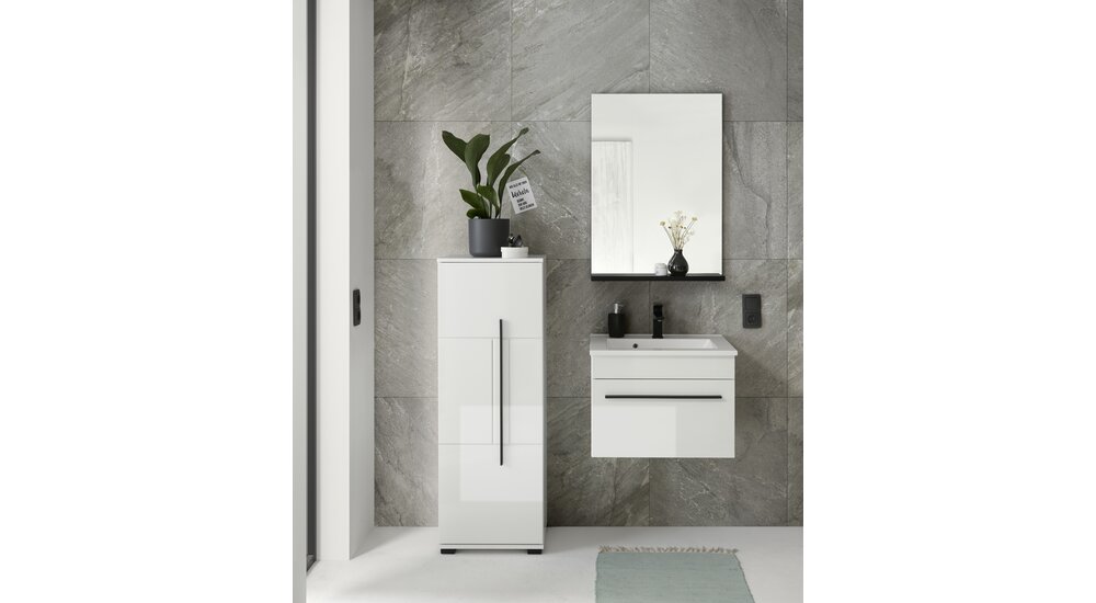 Stylefy Sambir VII Ensemble de salle de bain Blanc brillant Blanc mat